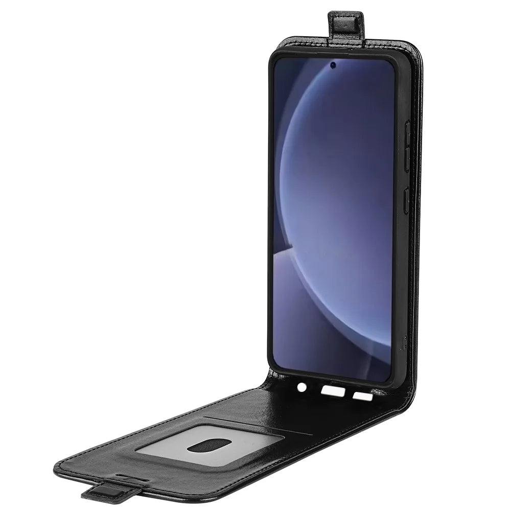 For Samsung Galaxy S25+ Case with Card Slots Vertical Flip Leather Phone Cover - Black - 2