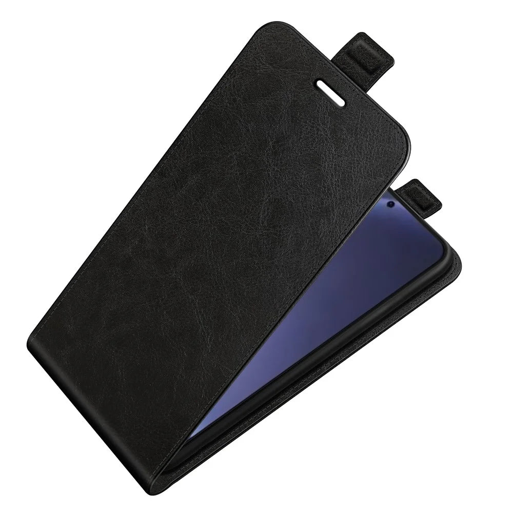 For Samsung Galaxy S25+ Case with Card Slots Vertical Flip Leather Phone Cover - Black - 3