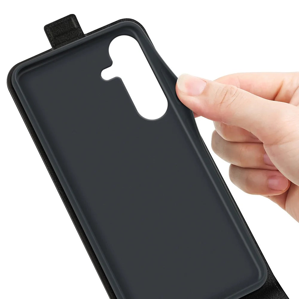 For Samsung Galaxy S25+ Case with Card Slots Vertical Flip Leather Phone Cover - Black - 4