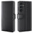 For Samsung Galaxy S25+ Case Genuine Split Leather Phone Cover with Wallet Stand - Black - 1