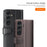 For Samsung Galaxy S25 Case Genuine Split Leather Phone Cover with Wallet Stand - Black - 5