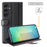 For Samsung Galaxy S25 Case Genuine Split Leather Phone Cover with Wallet Stand - Black - 6