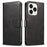 For iPhone 16 Pro Max Case Calf Texture Magnetic Clasp Wallet PU Leather Phone Cover - Black - 1