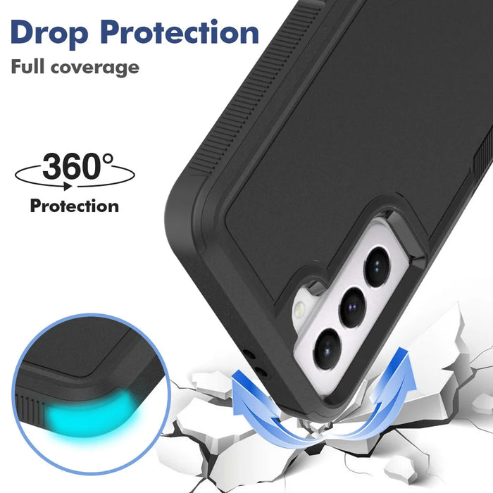 For Samsung Galaxy S21 5G / S21 4G Case 2-in-1 PC+TPU Shockproof Phone Cover - Black - 3