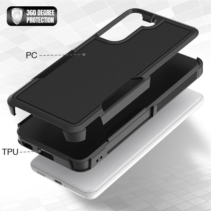 For Samsung Galaxy S21 5G / S21 4G Case 2-in-1 PC+TPU Shockproof Phone Cover - Black - 4