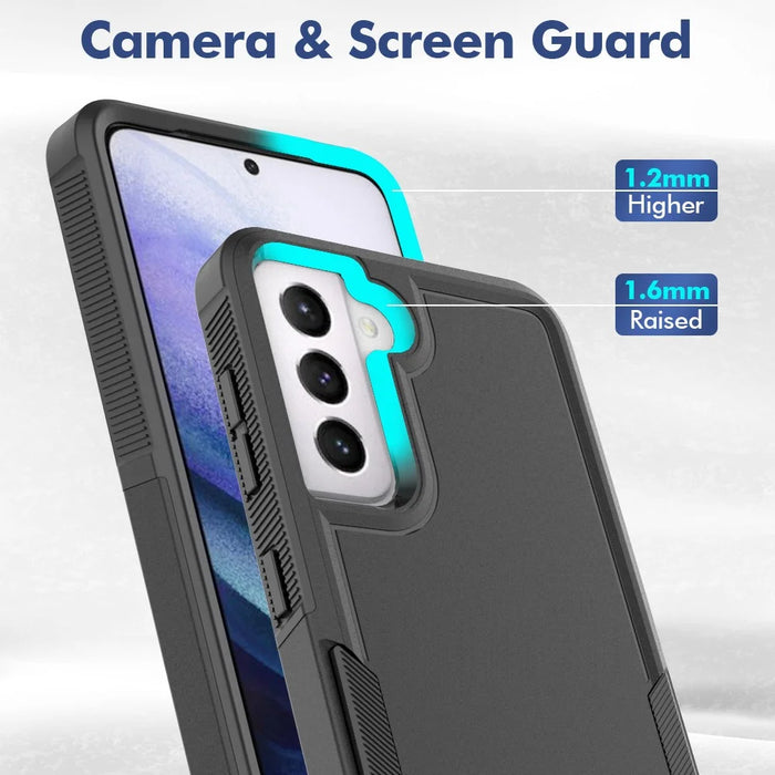 For Samsung Galaxy S21 5G / S21 4G Case 2-in-1 PC+TPU Shockproof Phone Cover - Black - 5