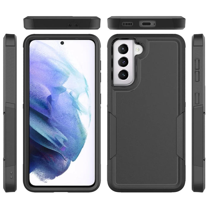 For Samsung Galaxy S21 5G / S21 4G Case 2-in-1 PC+TPU Shockproof Phone Cover - Black - 6