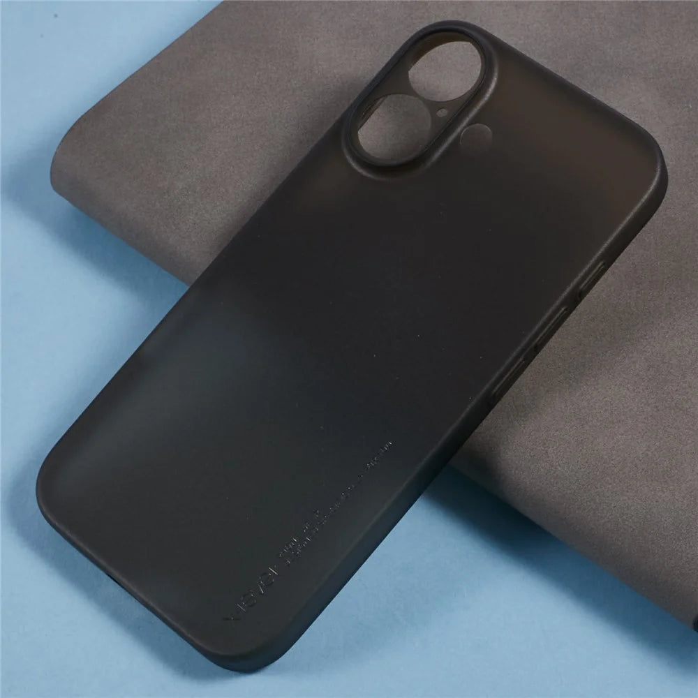 X-LEVEL For iPhone 16 Case Hard PP Matte Phone Cover 0.18mm Ultra-Thin - Transparent Black - 5