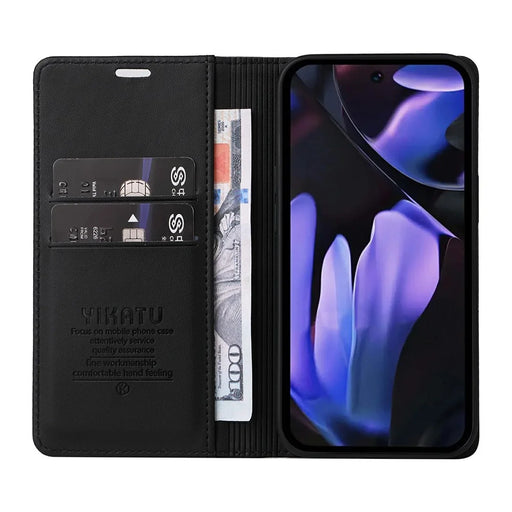 YIKATU YK-001 For Google Pixel 9a Case Stand Leather Phone Cover Strong Magnetic Closure - Black - 2