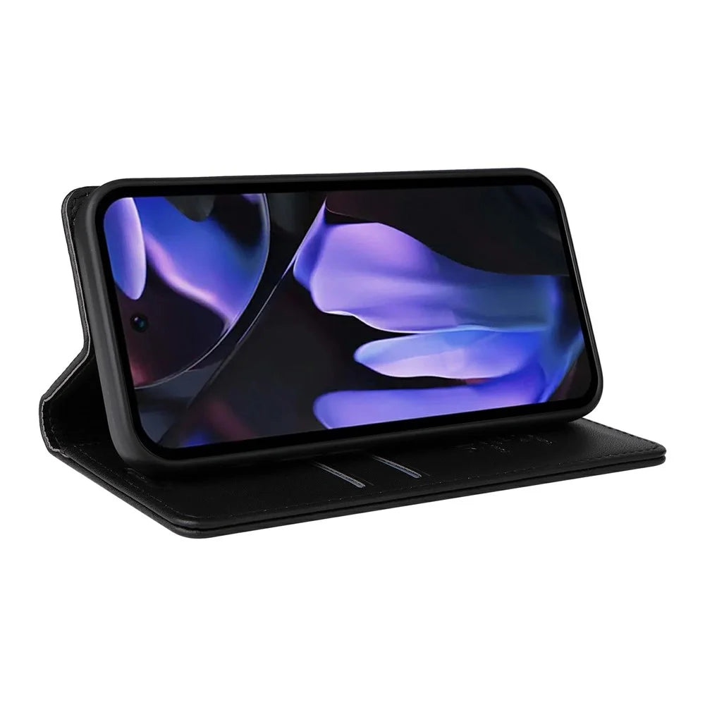 YIKATU YK-001 For Google Pixel 9a Case Stand Leather Phone Cover Strong Magnetic Closure - Black - 4