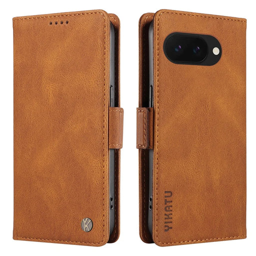 YIKATU YK-005 For Google Pixel 9a Case PU Leather Wallet Phone Cover Skin Touch Feeling - Brown - 1