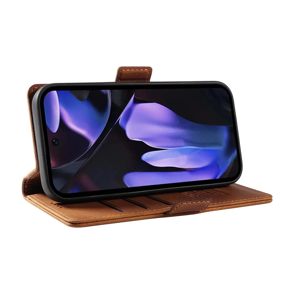 YIKATU YK-005 For Google Pixel 9a Case PU Leather Wallet Phone Cover Skin Touch Feeling - Brown - 3