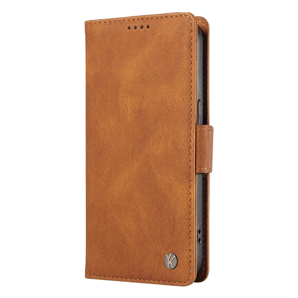 YIKATU YK-005 For Google Pixel 9a Case PU Leather Wallet Phone Cover Skin Touch Feeling - Brown - 5