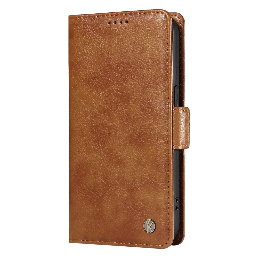 YIKATU YK-007 For Google Pixel 9a Case Side Buckle PU Leather Phone Cover Litchi Texture - Brown - 6