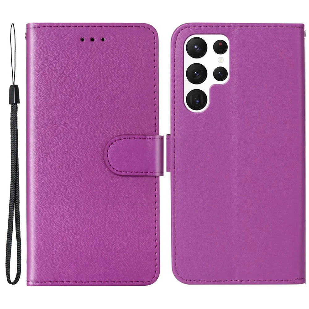 For Samsung Galaxy S25 Ultra Case with Card Holder PU Leather Flip Wallet Phone Cover - Purple - 1
