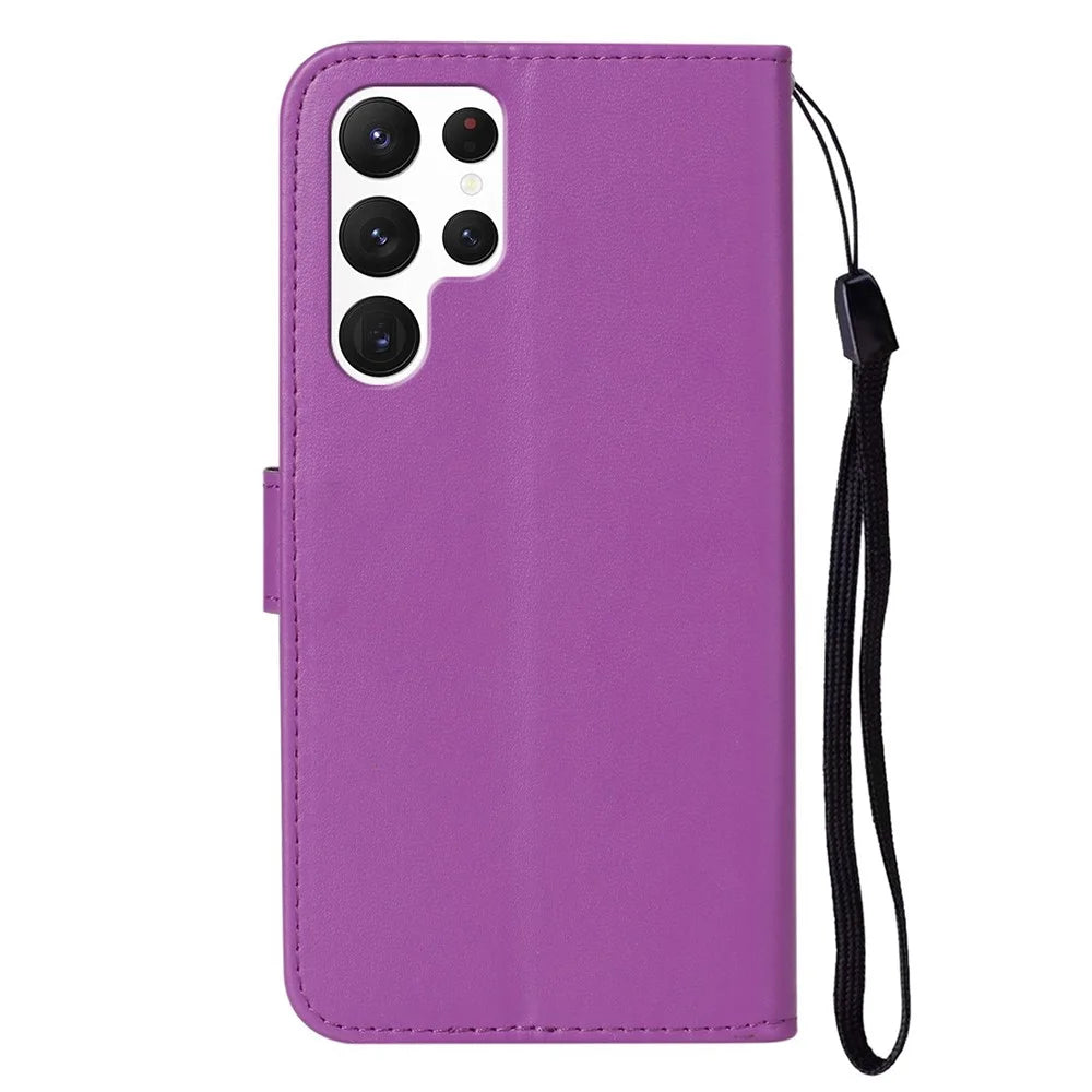 For Samsung Galaxy S25 Ultra Case with Card Holder PU Leather Flip Wallet Phone Cover - Purple - 6