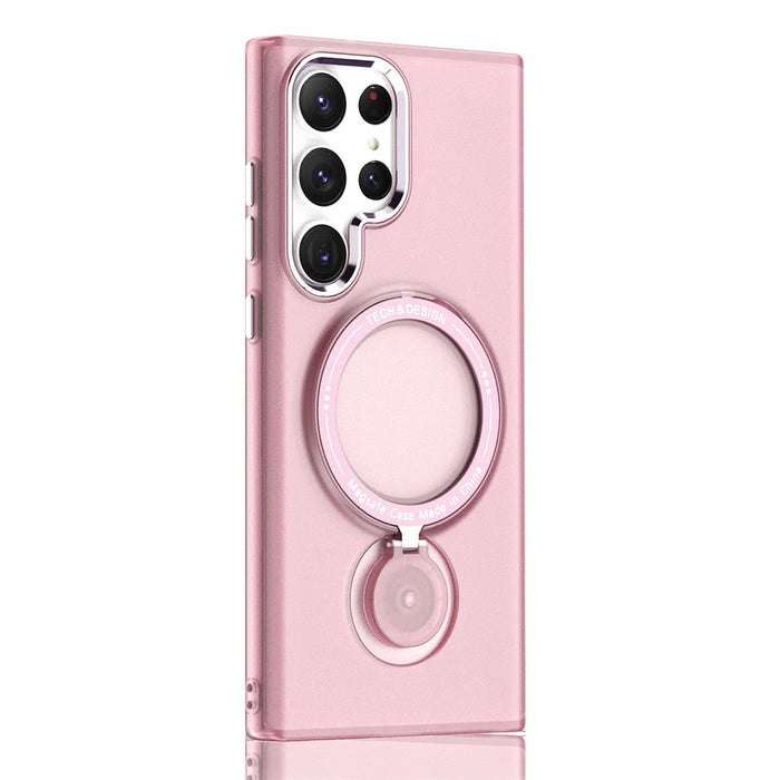 For Samsung Galaxy S24 Ultra Magnetic Case Kickstand TPU + PC Phone Back Cover - Pink - 1