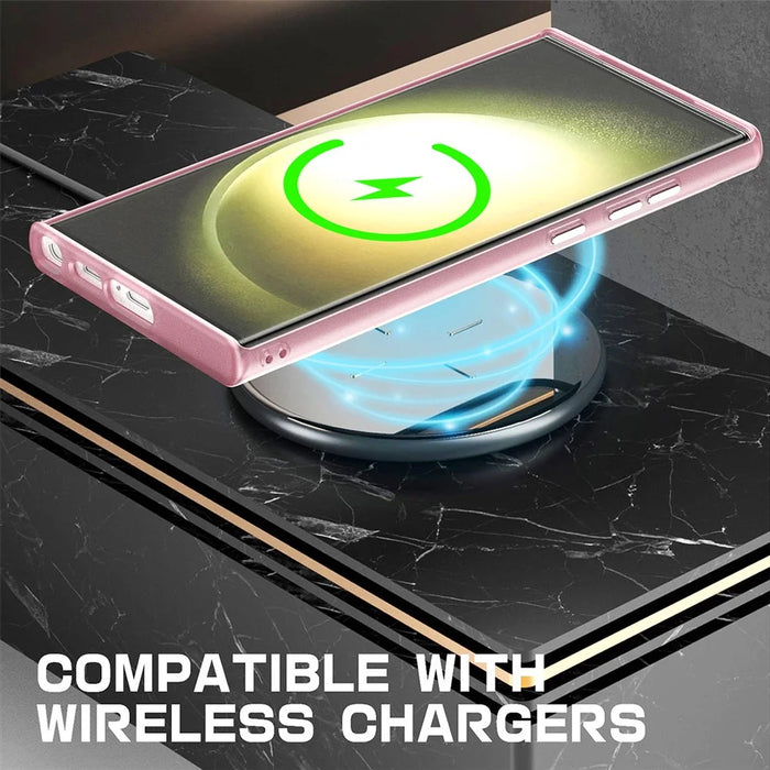 For Samsung Galaxy S24 Ultra Magnetic Case Kickstand TPU + PC Phone Back Cover - Pink - 7