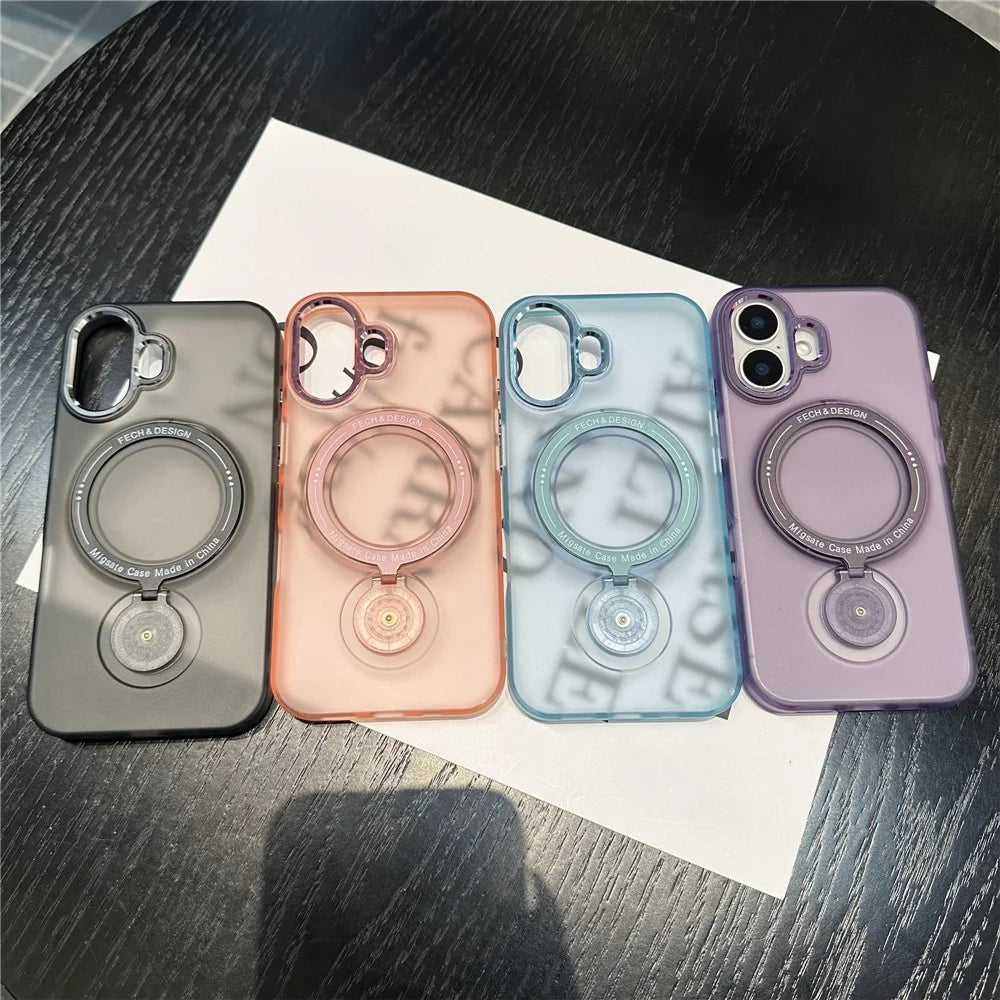 For iPhone 16 Magnetic Case Kickstand TPU + PC Phone Back Cover - Blue - 5