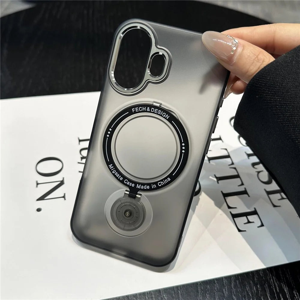 For iPhone 16 Plus Magnetic Case Kickstand TPU + PC Phone Back Cover - Black - 2