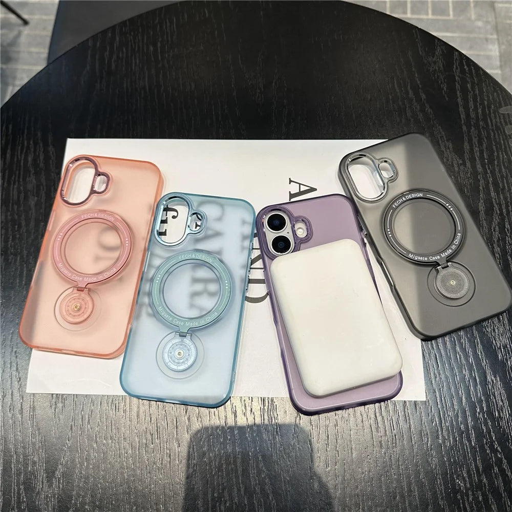 For iPhone 16 Plus Magnetic Case Kickstand TPU + PC Phone Back Cover - Black - 5