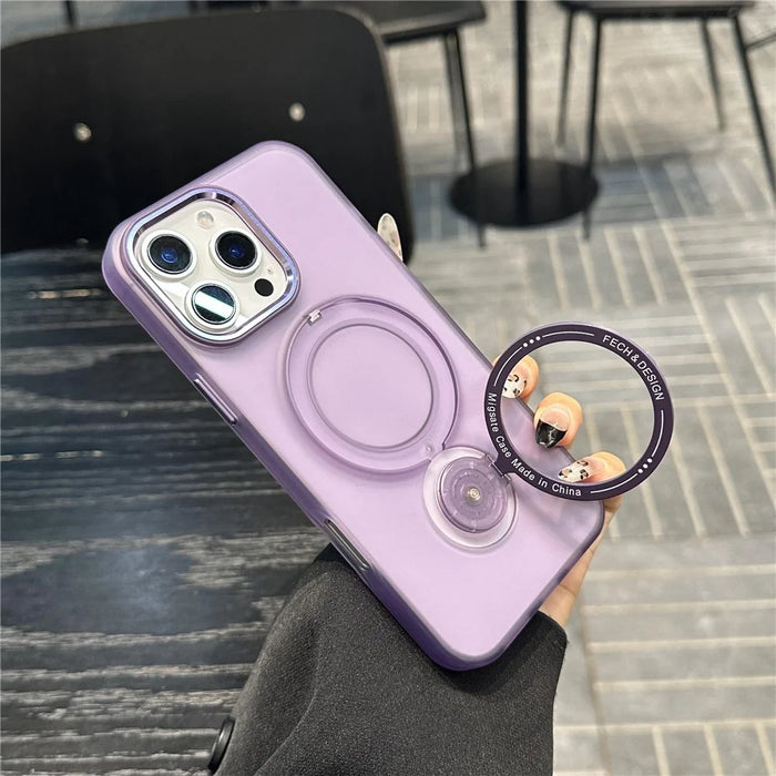 For iPhone 16 Pro Max Magnetic Case Kickstand TPU + PC Phone Back Cover - Purple - 4