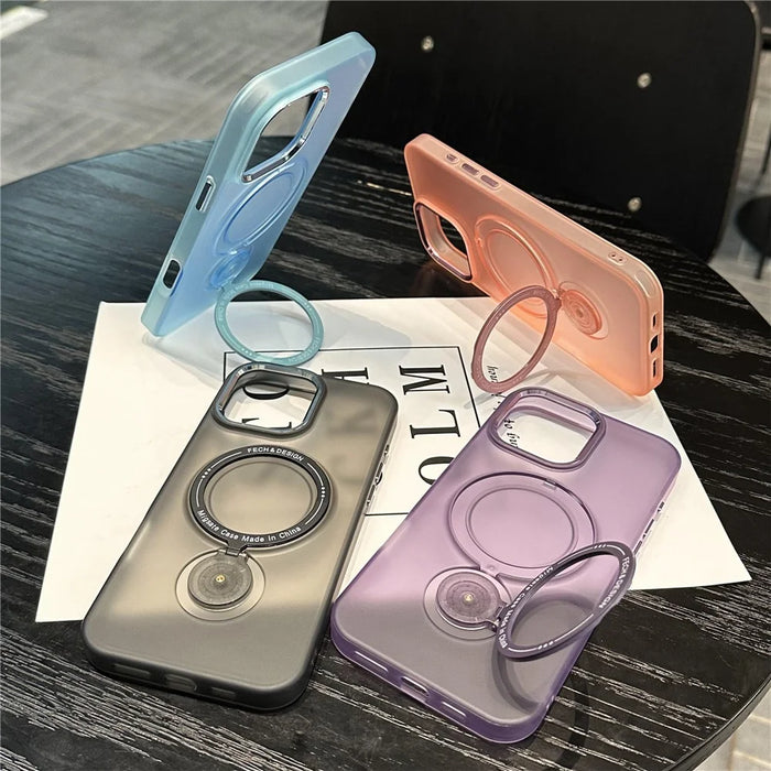 For iPhone 16 Pro Max Magnetic Case Kickstand TPU + PC Phone Back Cover - Purple - 5