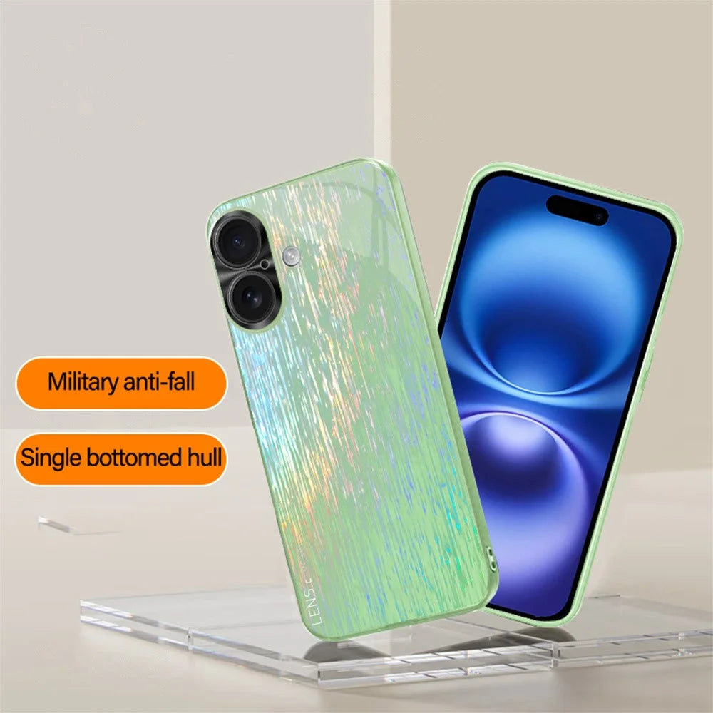 For iPhone 16 Back Cover Dazzling Color Style Shockproof Phone Case - Green - 2
