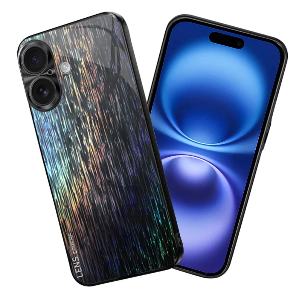 For iPhone 16 Plus Cover Dazzling Color Style Shockproof Phone Case - Black - 1