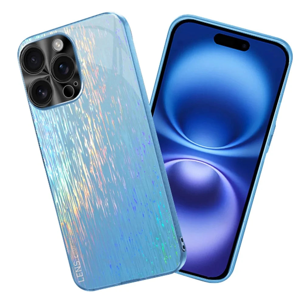 For iPhone 16 Pro Max Cover Dazzling Color Style Shockproof Phone Case - Sky Blue - 1