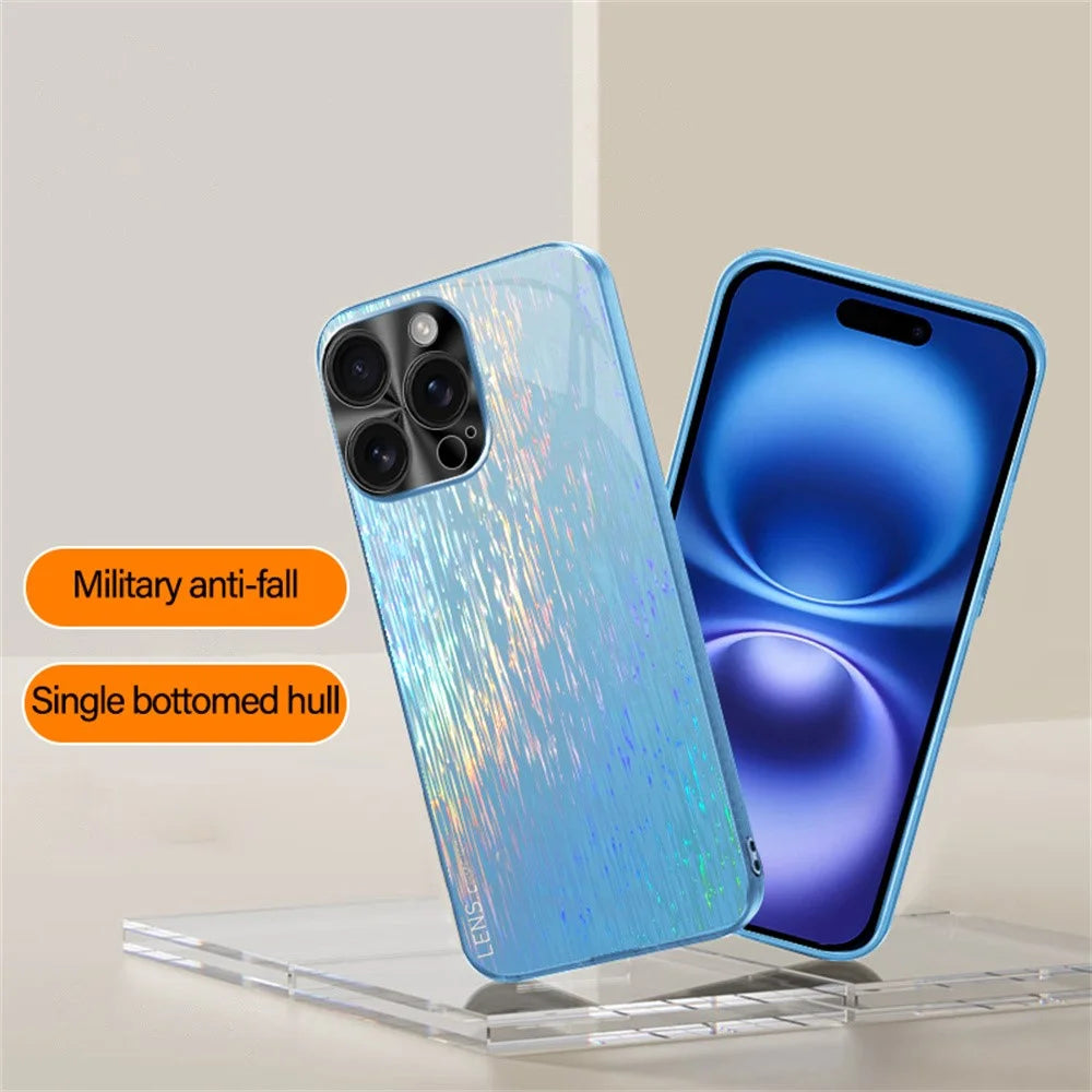 For iPhone 16 Pro Max Cover Dazzling Color Style Shockproof Phone Case - Sky Blue - 2