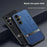 For Samsung Galaxy S25 Case Wood Texture Leather Coated TPU Phone Protective Cover - Blue - 3