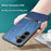 For Samsung Galaxy S25 Case Wood Texture Leather Coated TPU Phone Protective Cover - Blue - 5