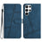 For Samsung Galaxy S25 Ultra Case Flip Leather Retro Phone Cover Lines Imprinted - Blue - 1