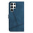 For Samsung Galaxy S25 Ultra Case Flip Leather Retro Phone Cover Lines Imprinted - Blue - 7