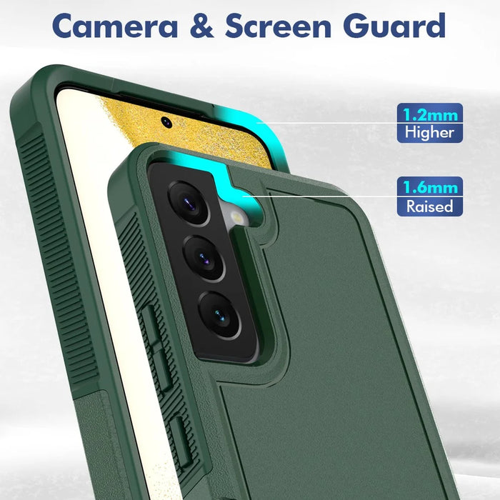 For Samsung Galaxy S22 5G Case 2-in-1 PC+TPU Shockproof Phone Cover - Dark Green - 5