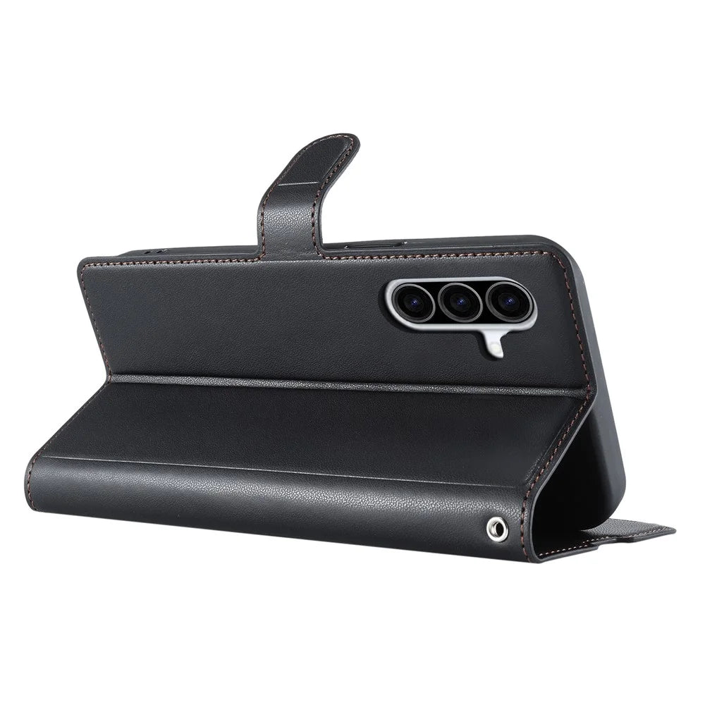 For Samsung Galaxy A36 5G Case Dots Imprinted PU Leather Flip Phone Cover with Card Slot, Strap - Black - 4