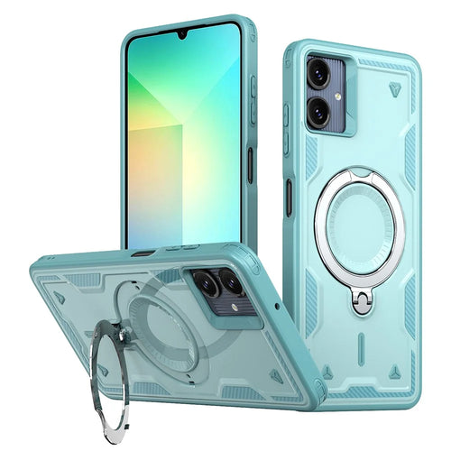 For Samsung Galaxy A06 4G Magnetic Case Military Protection PC+TPU Kickstand Phone Cover - Baby Blue - 1