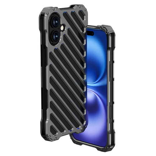R-JUST RJ-50 For iPhone 16 Aluminum Alloy Armor Case Hollow Shockproof Back Cover - 1
