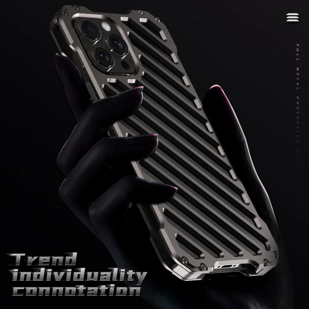 R-JUST RJ-50 For iPhone 16 Plus Aluminum Alloy Armor Case Hollow Shockproof Back Cover - 3