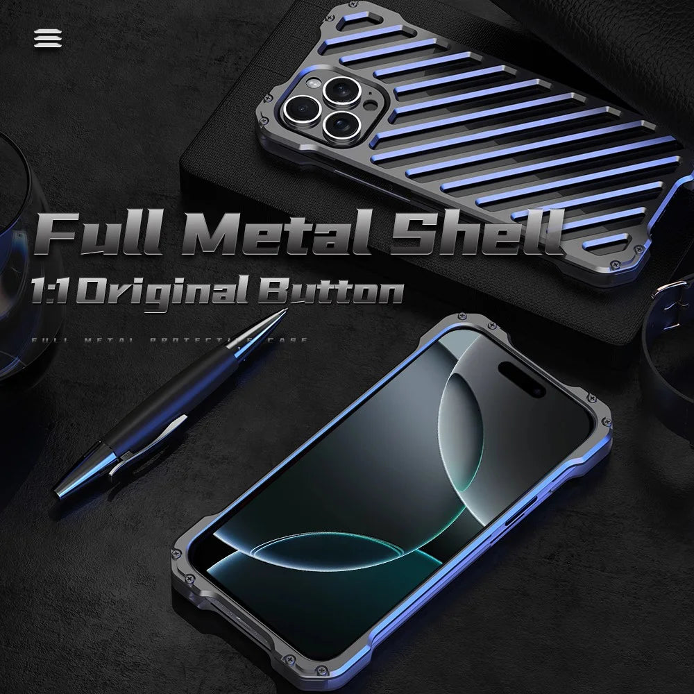 R-JUST RJ-50 For iPhone 16 Plus Aluminum Alloy Armor Case Hollow Shockproof Back Cover - 5