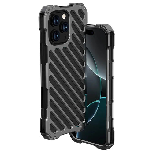 R-JUST RJ-50 For iPhone 16 Pro Aluminum Alloy Armor Case Hollow Shockproof Back Cover - 1