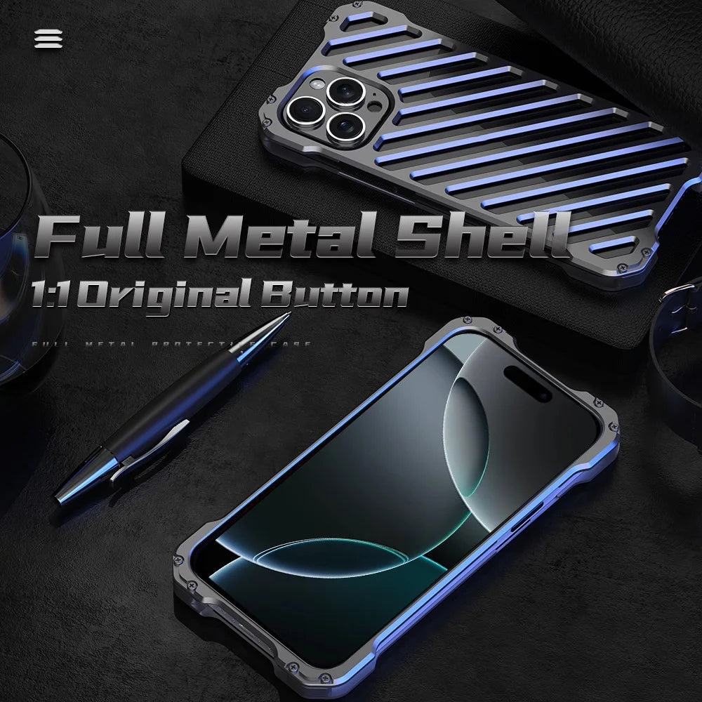 R-JUST RJ-50 For iPhone 16 Pro Max Aluminum Alloy Armor Case Hollow Shockproof Back Cover - 5
