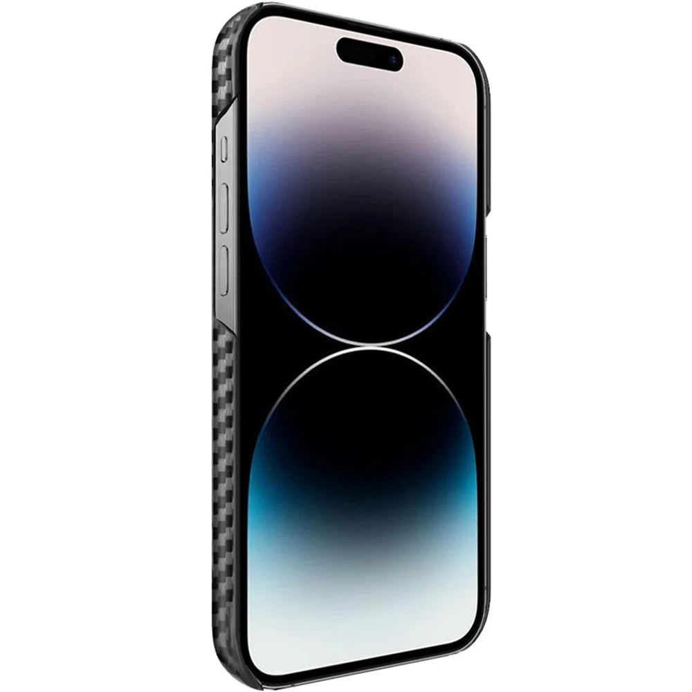 IMAK Ruiyi Series for iPhone 14 Pro Carbon Fiber Texture PU Leather Coated PC Case Shockproof Back Cover - 4