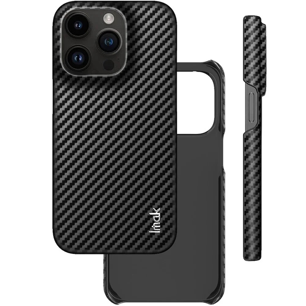 IMAK Ruiyi Series for iPhone 14 Pro Carbon Fiber Texture PU Leather Coated PC Case Shockproof Back Cover - 7
