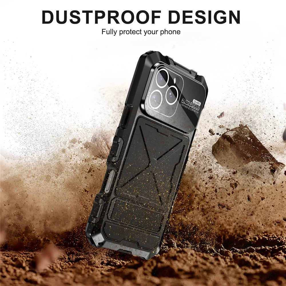 R-JUST RJ09-1 For iPhone 16 Pro Max Case Silicone+Aluminium Alloy Phone Cover with Screen Film - Black - 2