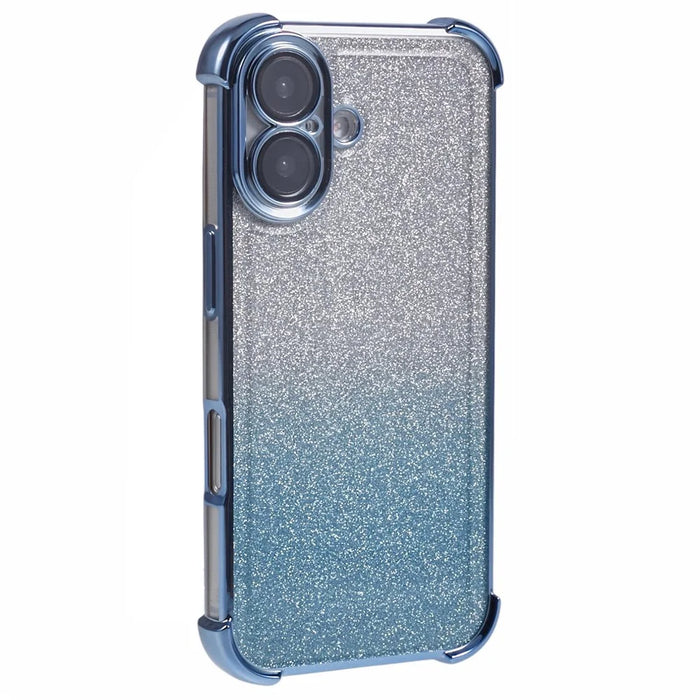 For iPhone 16 Case Glitter TPU Phone Cover Reinforced Corners - Blue - 1
