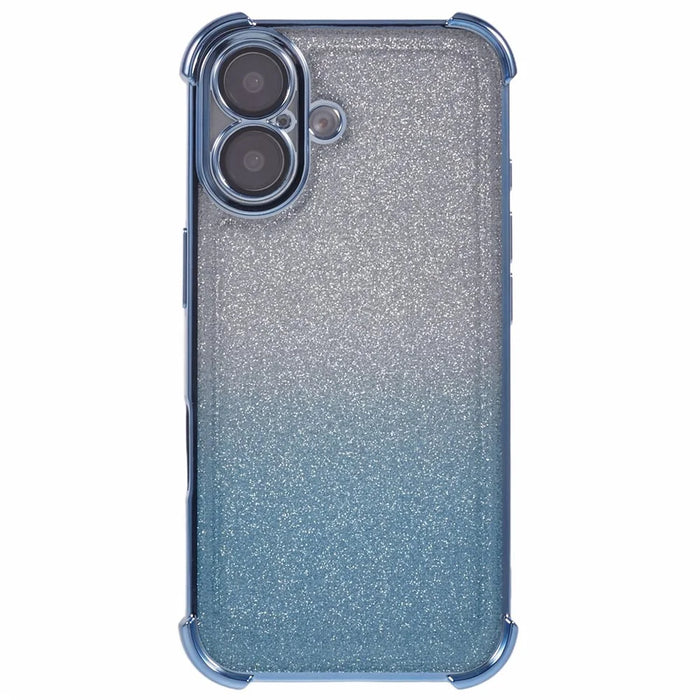 For iPhone 16 Case Glitter TPU Phone Cover Reinforced Corners - Blue - 3