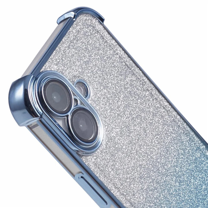For iPhone 16 Case Glitter TPU Phone Cover Reinforced Corners - Blue - 6