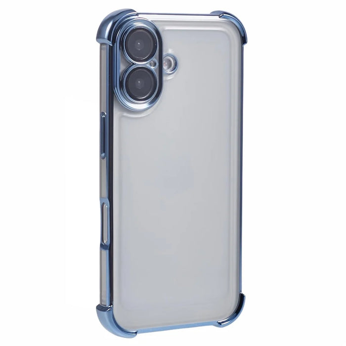 For iPhone 16 Case Reinforced Corners Glitter TPU Clear Back Cover - Blue - 1